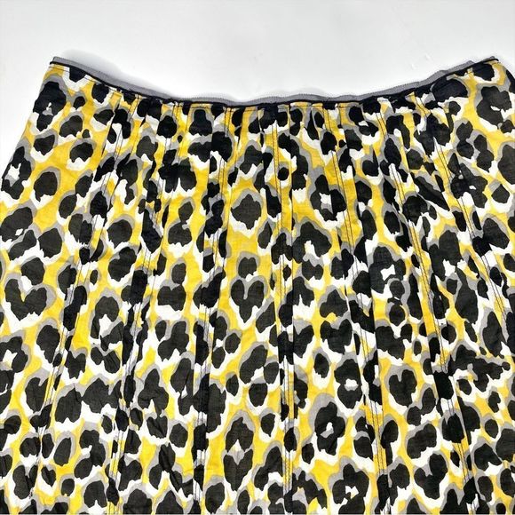T TAHARI Yellow Leopard Print Cotton Short Skirt - Picture 3 of 7